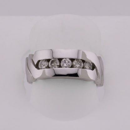 14k White Gold Channel-Set Diamond Wedding Band