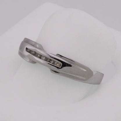 14k White Gold Channel-Set Diamond Wedding Band