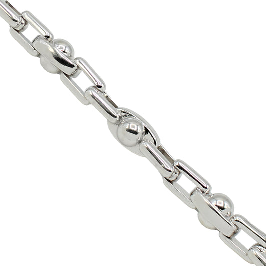 14k White Gold Barrel Link Style Bracelet