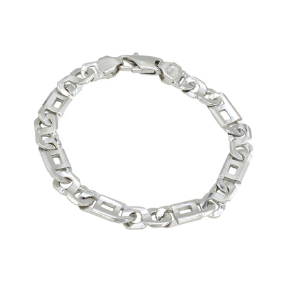 14k White Gold Square & Infinity Style Link Bracelet