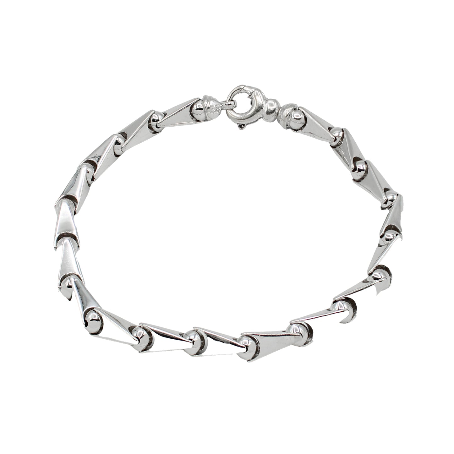 14k White Gold Barrel Link Style Bracelet