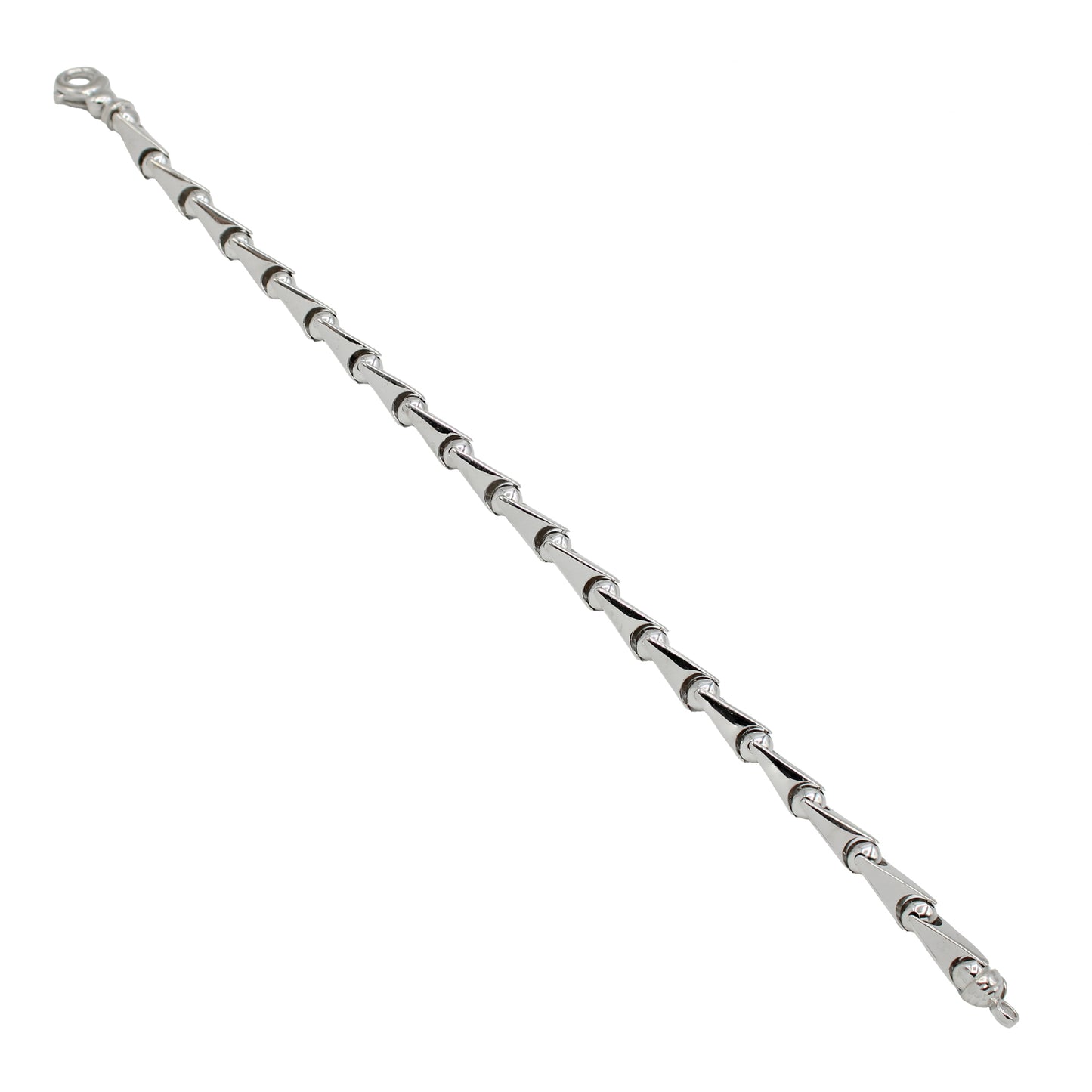 14k White Gold Barrel Link Style Bracelet