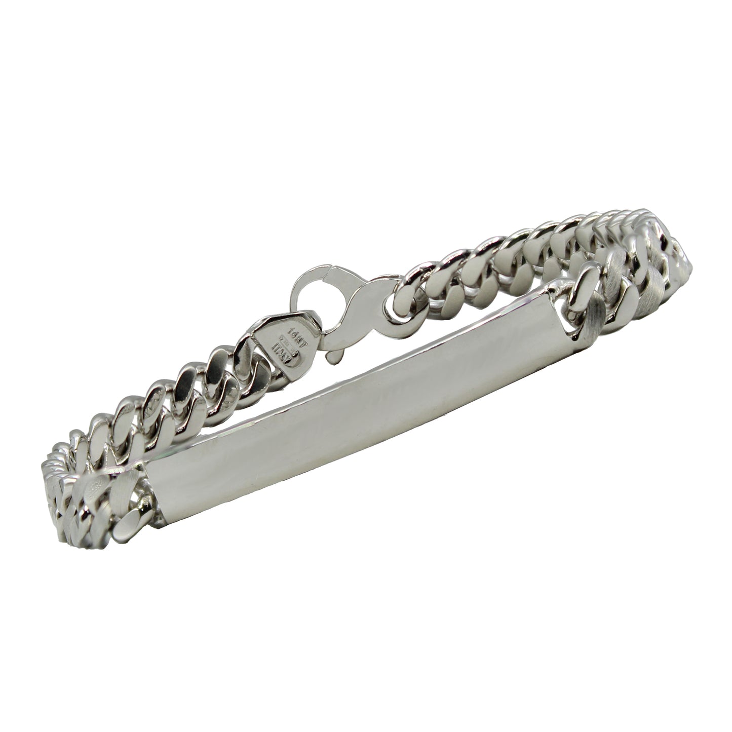 14k Polished & Brushed Cuban Link ID Bracelet