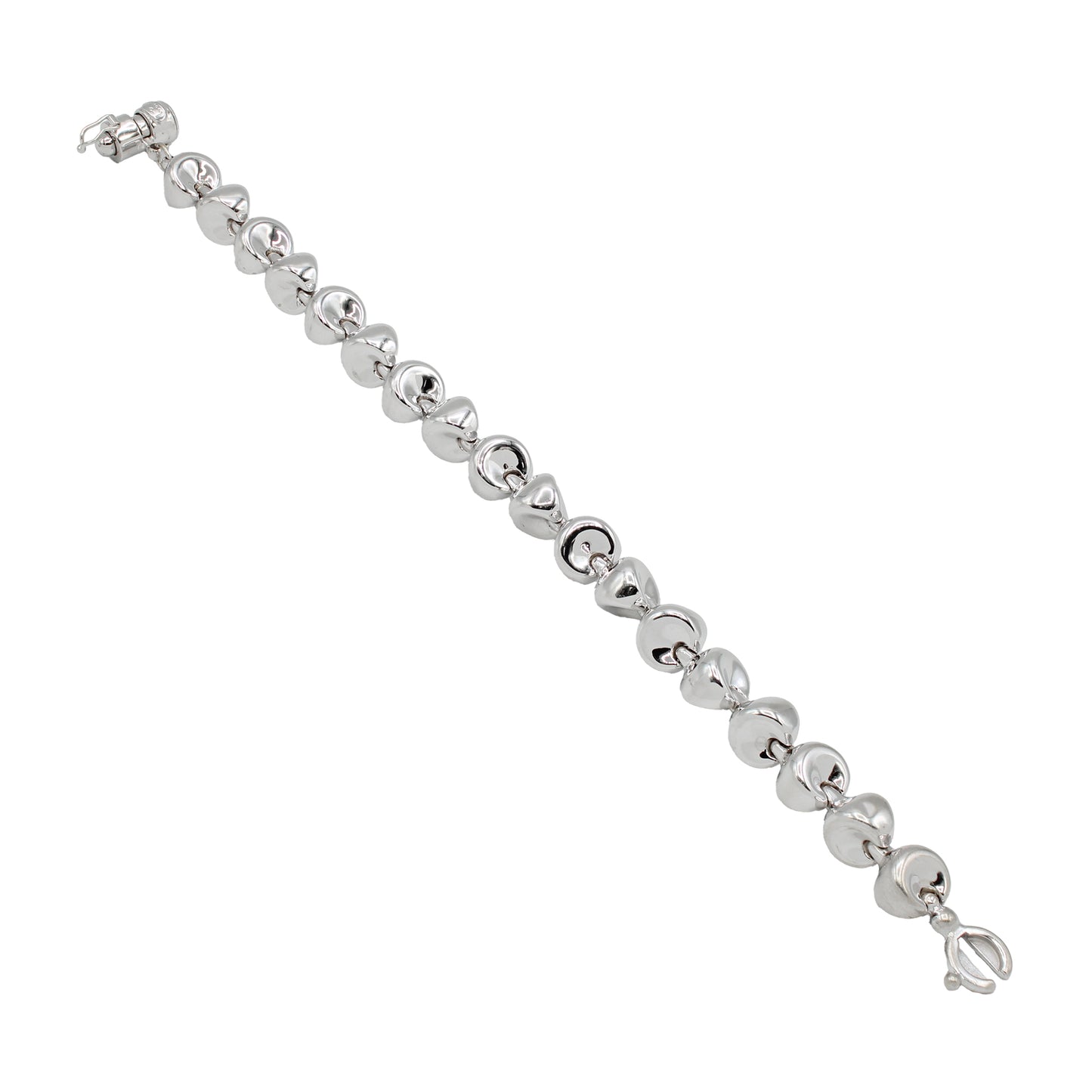 14k White Gold Fancy Abstract Bead Style Bracelet