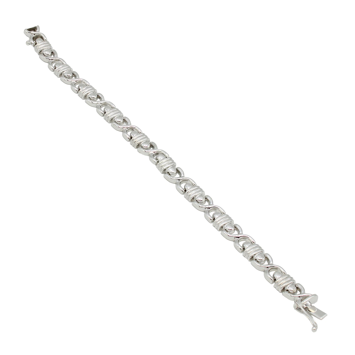 14k White Gold X & O Style Bracelet