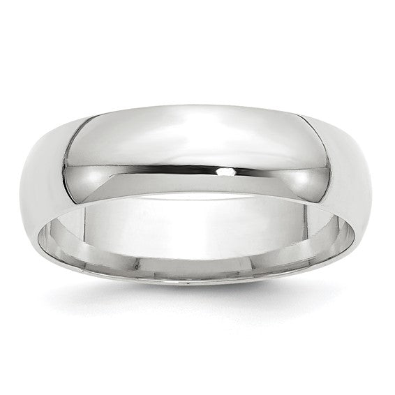 14k Half Round Comfort Fit Lightweight Wedding Bands - 6.00 mm