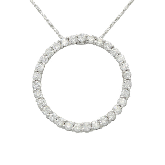 14k White Gold Diamond Circle Pendant