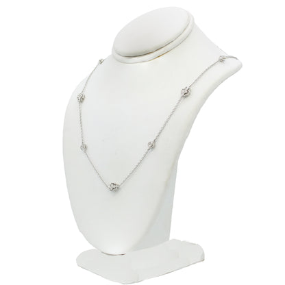 14k White Gold Diamond Cross & Bezel Necklace