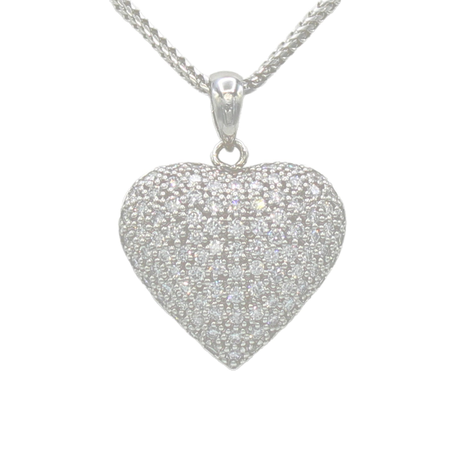 14k White Gold Pave Diamond Heart Pendant