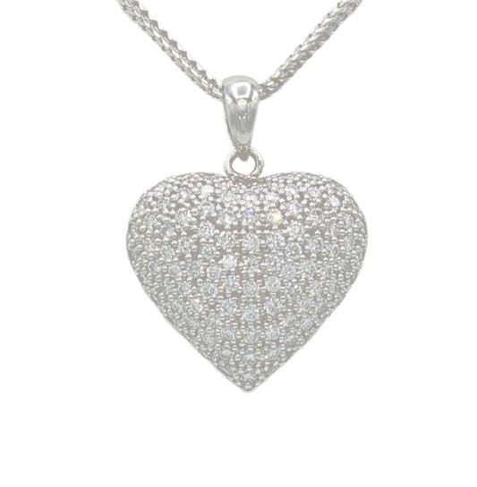 14k White Gold Pave Diamond Heart Pendant