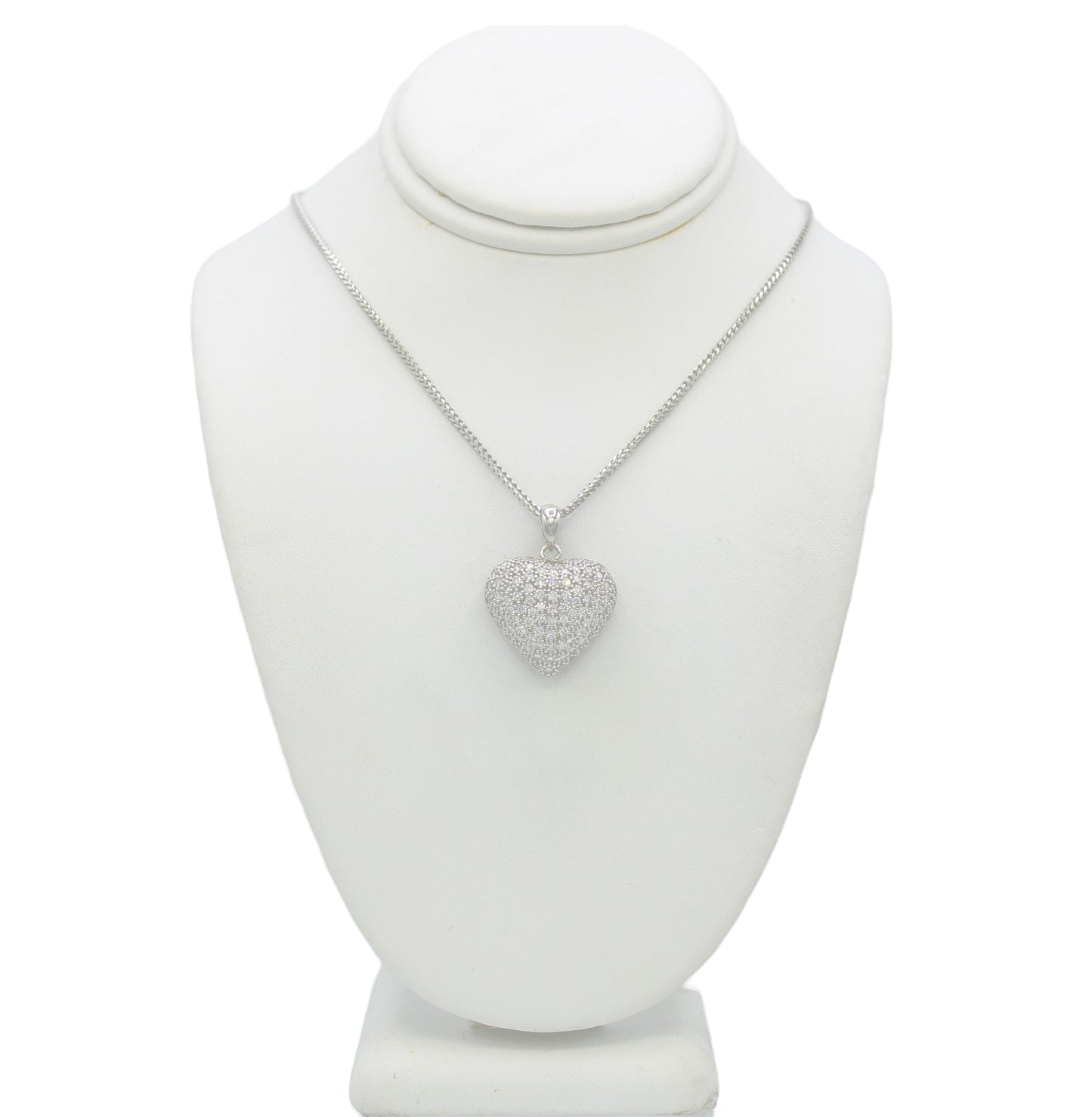 14k White Gold Pave Diamond Heart Pendant