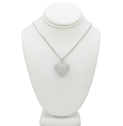 14k White Gold Pave Diamond Heart Pendant