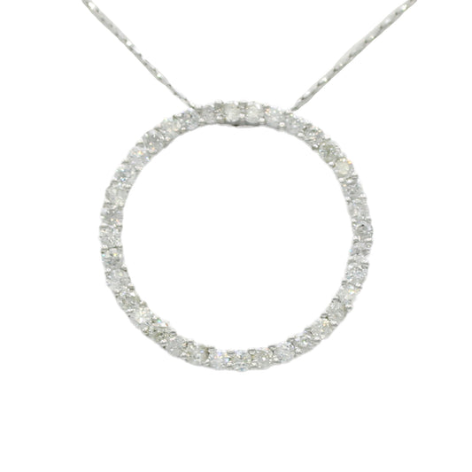 14k White Gold Diamond Circle Pendant