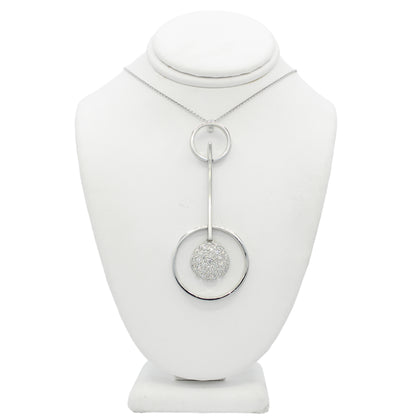 14k White Gold Pave Diamond Double Circle Pendant