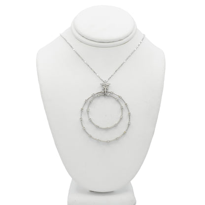 14k White Gold Diamond Double Circle Pendant