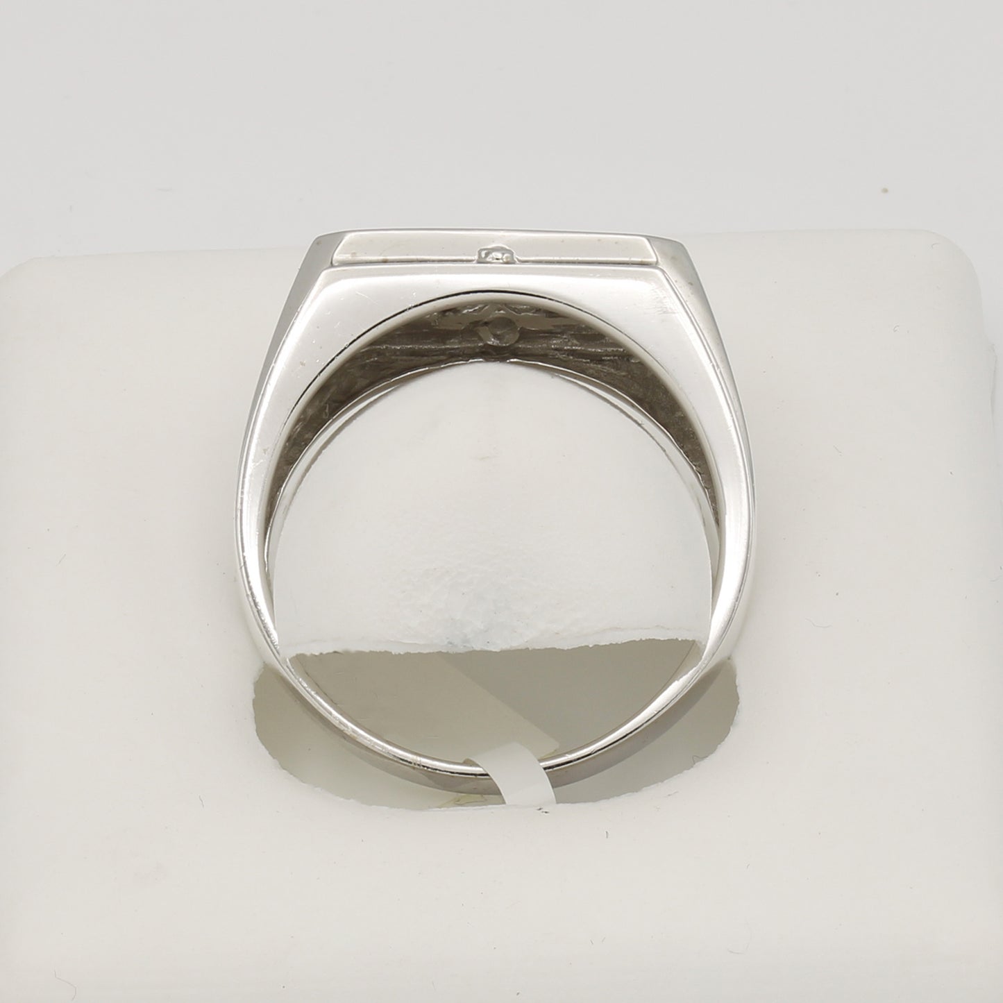 14k White Gold Men's Channel-Set Baguette Screw Diamond Ring