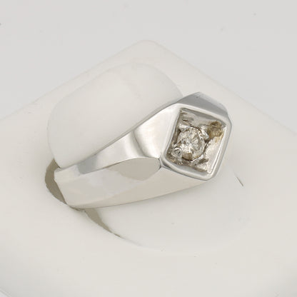 14k White Gold Men's Solitaire Diamond Ring - 0.33ct