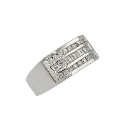 14k White Gold Men's Multi-Stone Diamond Ring