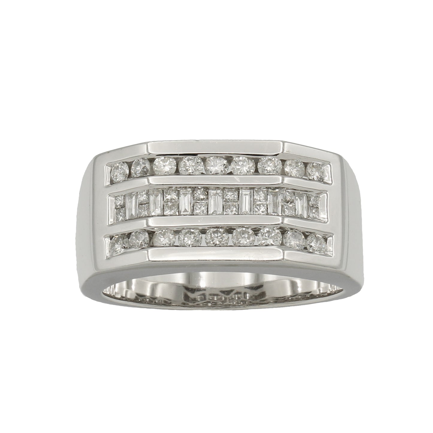 14k White Gold Men's Multi-Stone Diamond Ring