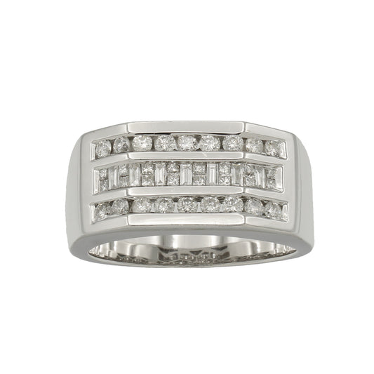 14k White Gold Men's Multi-Stone Diamond Ring