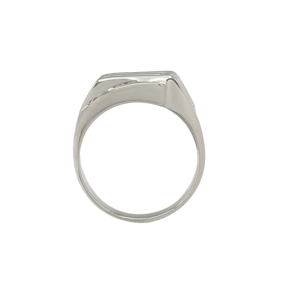 14k White Gold Men's Channel-Set Baguette-Cut Diamond Ring