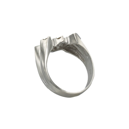 14k White Gold Men's Channel-Set Round-Cut Diamond Ring