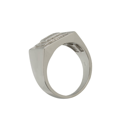 14k White Gold Men's Channel-Set Round-Cut & Princess-Cut Invisible Setting Diamond Ring