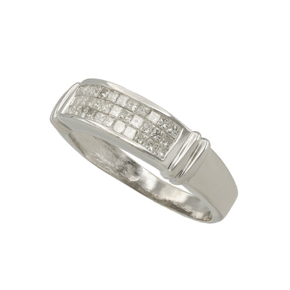 14k White Gold Men's Princess-Cut Invisible Setting Diamond Ring