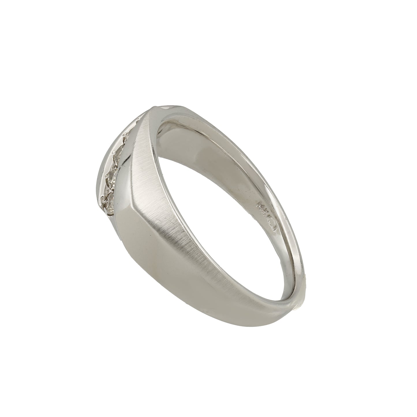 14k White Gold Men's Channel-Set Round-Cut Diamond Ring