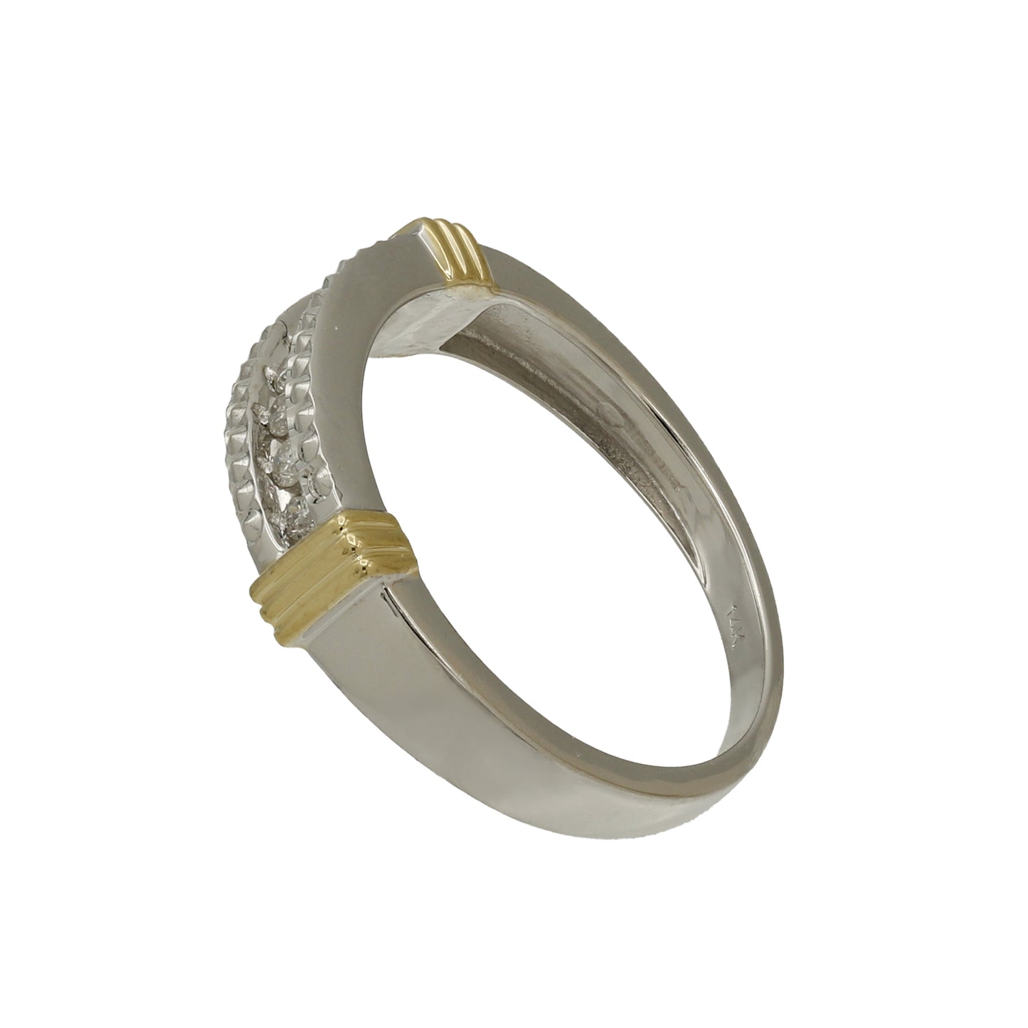 14k Two-Tone Gold Diamond-Cut Channel Setting Diamond Wedding Band