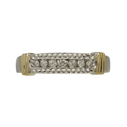 14k Two-Tone Gold Diamond-Cut Channel Setting Diamond Wedding Band
