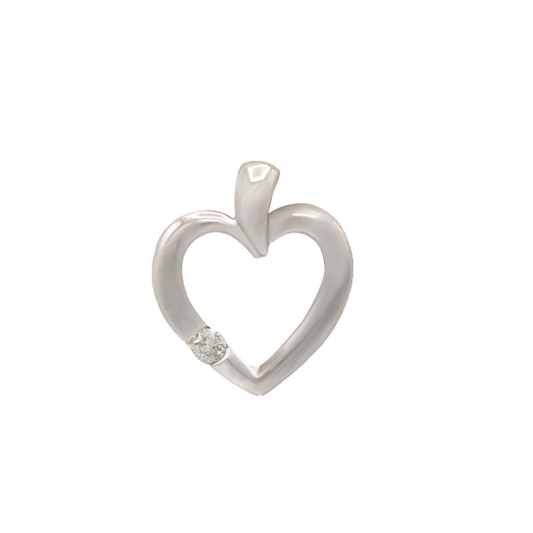 10k White Gold Diamond Heart Pendant