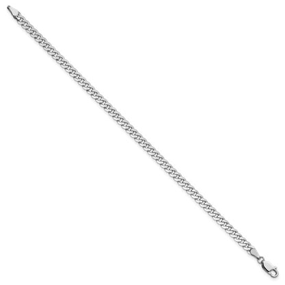 14k White Gold Solid Flat Beveled Curb Link Bracelet 3.90mm