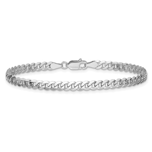 14k White Gold Solid Flat Beveled Curb Link Bracelet 3.90mm