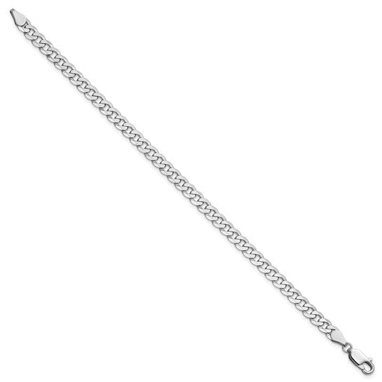 14k White Gold Flat Beveled Curb Link Bracelet - 4.75mm