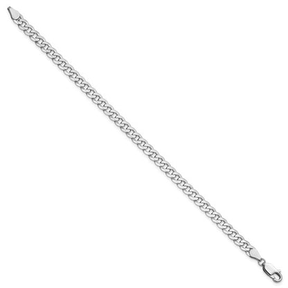 14k White Gold Flat Beveled Curb Link Bracelet - 4.75mm
