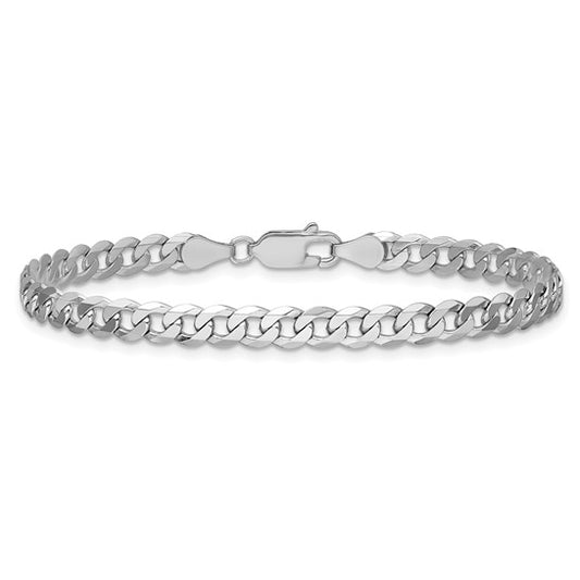 14k White Gold Flat Beveled Curb Link Bracelet - 4.75mm