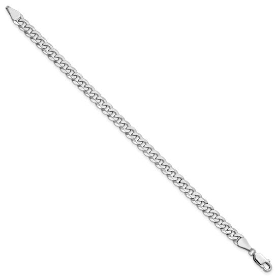 14k White Gold Flat Beveled Curb Link Bracelet - 5.75mm