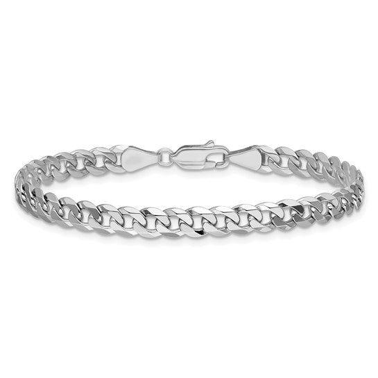 14k White Gold Flat Beveled Curb Link Bracelet - 5.75mm