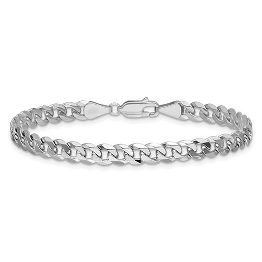 14k White Gold Flat Beveled Curb Link Bracelet - 5.75mm