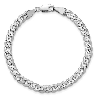 14k White Gold Flat Beveled Curb Link Bracelet - 5.75mm