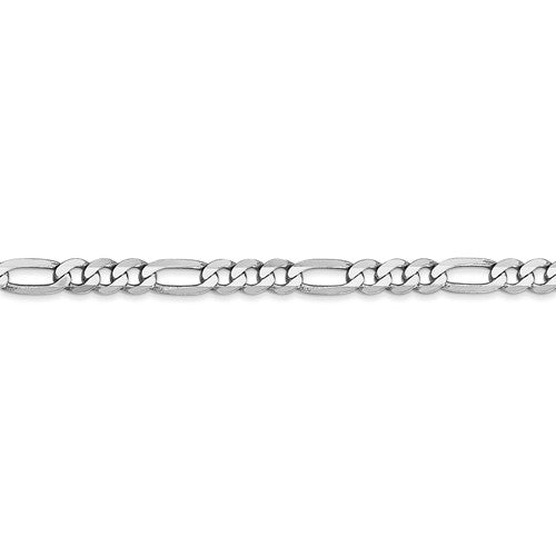 14k White Figaro Link Bracelet - 4.00 mm