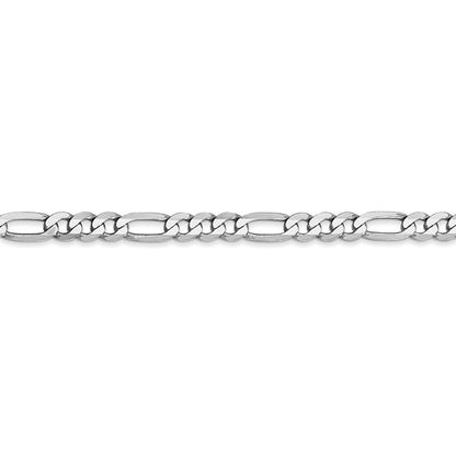 14k White Figaro Link Bracelet - 4.00 mm