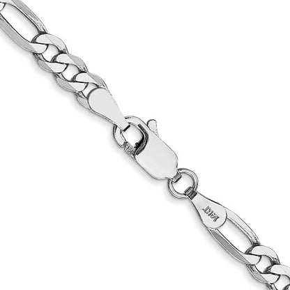 14k White Figaro Link Bracelet - 4.00 mm