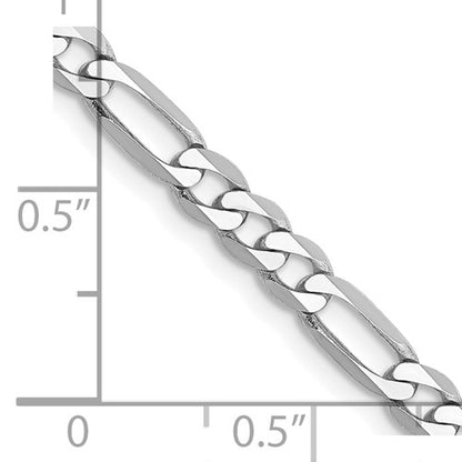 14k White Figaro Link Bracelet - 4.00 mm