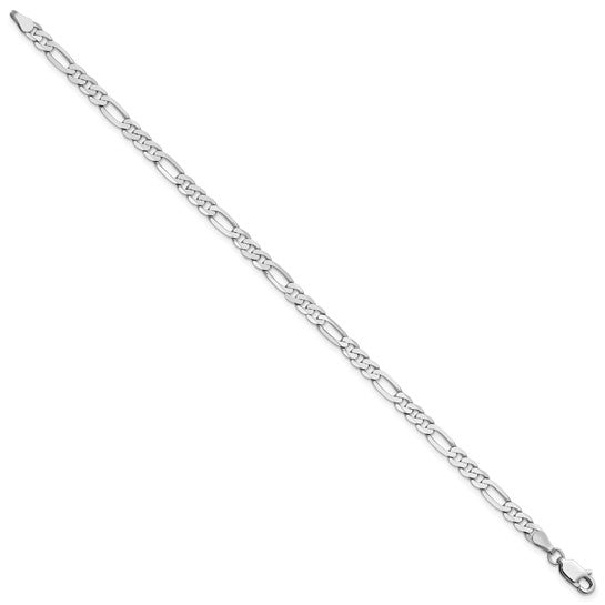 14k White Figaro Link Bracelet - 4.00 mm