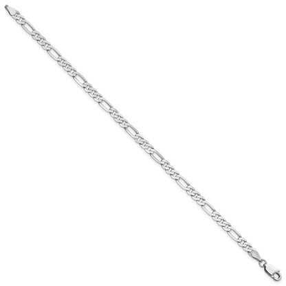 14k White Figaro Link Bracelet - 4.00 mm