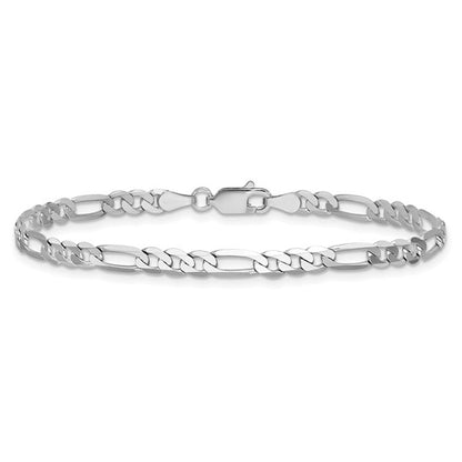 14k White Figaro Link Bracelet - 4.00 mm