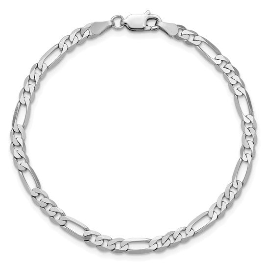 14k White Figaro Link Bracelet - 4.00 mm