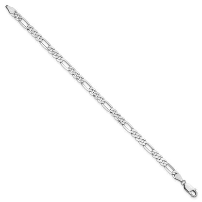 14k White Gold Flat Figaro Link Bracelet - 4.50mm